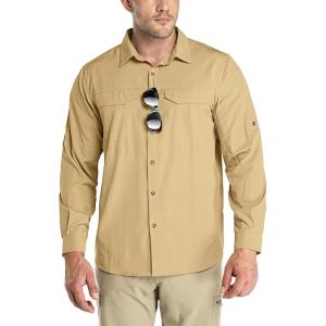imageOutdoor Ventures Mens UPF 50 UV Sun Protection SPF Hiking Shirt Long Sleeve Lightweight Quick Dry for Safari Travel FishingBrown
