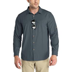 imageOutdoor Ventures Mens UPF 50 UV Sun Protection SPF Hiking Shirt Long Sleeve Lightweight Quick Dry for Safari Travel FishingGrey
