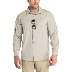 imageOutdoor Ventures Mens UPF 50 UV Sun Protection SPF Hiking Shirt Long Sleeve Lightweight Quick Dry for Safari Travel FishingKhaki