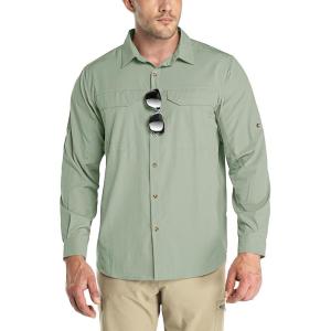 imageOutdoor Ventures Mens UPF 50 UV Sun Protection SPF Hiking Shirt Long Sleeve Lightweight Quick Dry for Safari Travel FishingMountain Green