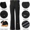 imageOutdoor Ventures Womens Sleek Waterproof Softshell Fleece Lined Ski Snow Insulated High Rise Hiking Pants with Bottom ZipperNew Black  Velcro Waistband
