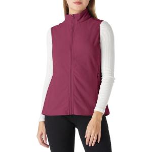 imageOutdoor Ventures Womens Fleece Vest Zip Up Lightweight Soft Running Vest Outerwear Sleeveless with PocketsWine