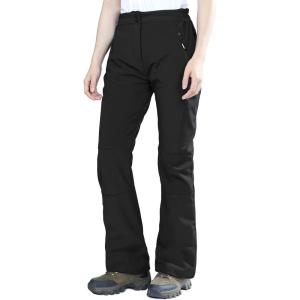 imageOutdoor Ventures Womens Sleek Waterproof Softshell Fleece Lined Ski Snow Insulated High Rise Hiking Pants with Bottom ZipperNew Black  Elastic Waistband