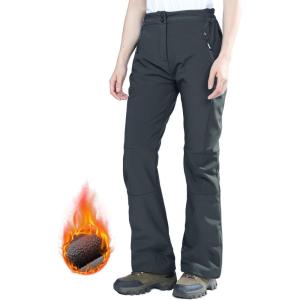imageOutdoor Ventures Womens Sleek Waterproof Softshell Fleece Lined Ski Snow Insulated High Rise Hiking Pants with Bottom ZipperNew Dim Grey  Elastic Waistband