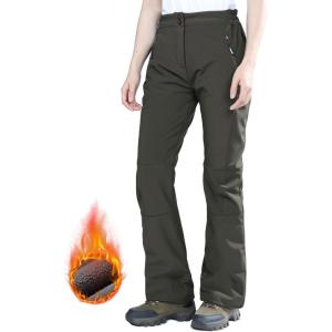 imageOutdoor Ventures Womens Sleek Waterproof Softshell Fleece Lined Ski Snow Insulated High Rise Hiking Pants with Bottom ZipperNew Grey  Elastic Waistband