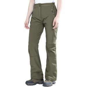 imageOutdoor Ventures Womens Sleek Waterproof Softshell Fleece Lined Ski Snow Insulated High Rise Hiking Pants with Bottom ZipperNew Olive Green  Elastic Waistband