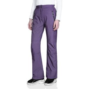 imageOutdoor Ventures Womens Sleek Waterproof Softshell Fleece Lined Ski Snow Insulated High Rise Hiking Pants with Bottom ZipperPurple Melange  Elastic Waistband
