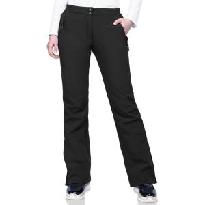 imageOutdoor Ventures Womens Snow Pants Waterproof Windproof Outdoor Fleece Lined Softshell Insulated Ski Pants with Boot GaitersBlack New Versione