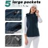 imageOutdoor Ventures Womens Hooded Lightweight Softshell Vest Windproof Fleece Lined Sleeveless Jacket for Golf Running TravelDark Blue