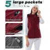 imageOutdoor Ventures Womens Hooded Lightweight Softshell Vest Windproof Fleece Lined Sleeveless Jacket for Golf Running TravelDark Red