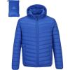 imageOutdoor Ventures Mens Lightweight Packable Hooded Puffer Jacket Insulated Winter Coat for Snow Ski TravelingLoyal Bluefold in Pocket Or Bag