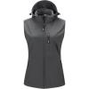 imageOutdoor Ventures Womens Hooded Lightweight Softshell Vest Windproof Fleece Lined Sleeveless Jacket for Golf Running TravelGrey