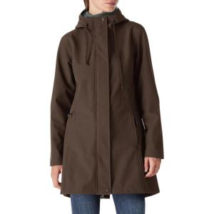 imageOutdoor Ventures Womens Lightweight Waterproof Fleece Lined Hooded Softshell Rain Jacket Warm Windbreaker Long CoatChocolate