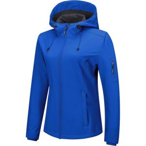 imageOutdoor Ventures Womens Softshell Jacket with Hood Fleece Lined Warm Lightweight Waterproof Insulated WindbreakerKlein Blue