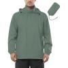 imageOutdoor Ventures Mens Rain Jacket Waterproof Lightweight Packable Rain Shell Raincoat with Hood for Golf Hiking TravelGreen Gray