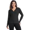 image33000ft Womens UPF 50 Sun Protection Jacket Lightweight Hoodie Zip Long Sleeve Athletic Shirt for Hiking RunningDark Black