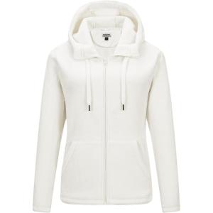 imageOutdoor Ventures Womens Full Zip Hooded Fleece Jacket Coat with 6 Pockets Warm Soft Polar Fleece Casual Hoodie SweatshirtMoonlight