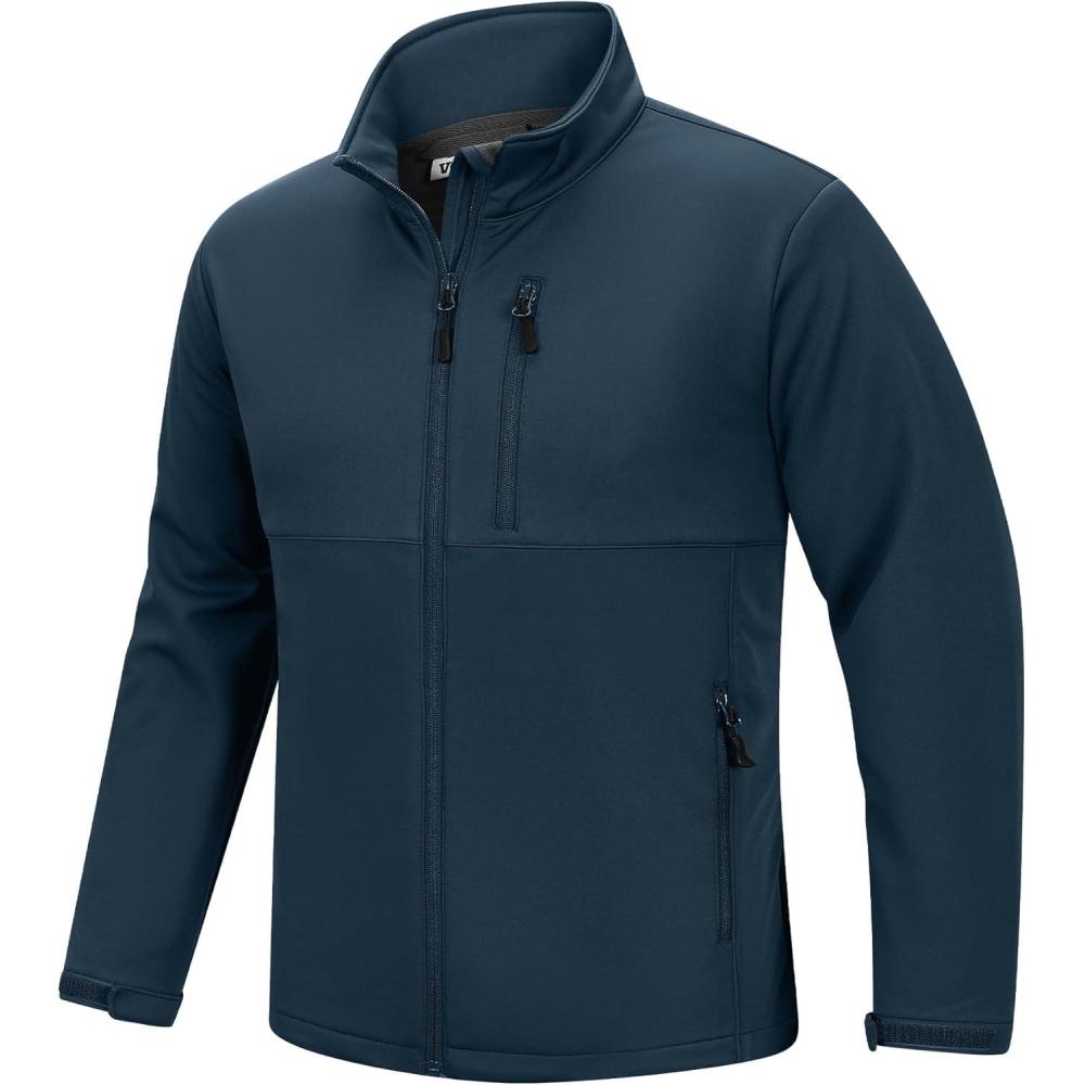 imageOutdoor Ventures Mens Softshell Jacket Waterproof Fleece Lined Rain Shell Jacket Lightweight Windbreaker for Hiking TravelBlue