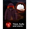 imageOutdoor Ventures Womens Hooded Puffer Jacket Waterproof Lightweight FullZip Warm Quilted Winter CoatWine