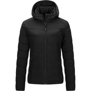 imageOutdoor Ventures Womens Hooded Puffer Jacket Waterproof Lightweight FullZip Warm Quilted Winter CoatBlack