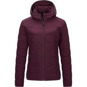 imageOutdoor Ventures Womens Hooded Puffer Jacket Waterproof Lightweight FullZip Warm Quilted Winter CoatWine