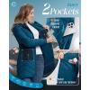 imageOutdoor Ventures Womens Long Hooded Lightweight Puffer Coat Quilted Insulated Winter JacketModern Blue