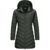 imageOutdoor Ventures Womens Long Hooded Lightweight Puffer Coat Quilted Insulated Winter JacketArmy Green