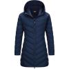 imageOutdoor Ventures Womens Long Hooded Lightweight Puffer Coat Quilted Insulated Winter JacketBlue