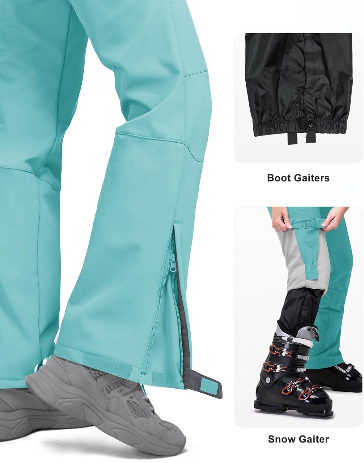 imageOutdoor Ventures Womens Ski Snow Bib Pants Warm Insulated Waterproof Snowboard Softshell Pants with Detachable BibBlue