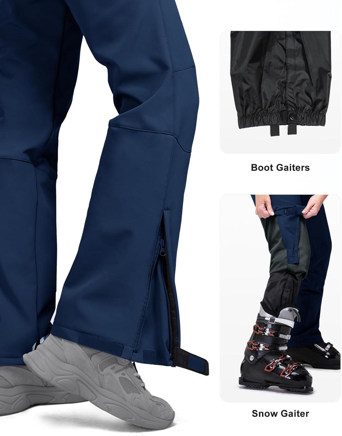 imageOutdoor Ventures Womens Ski Snow Bib Pants Warm Insulated Waterproof Snowboard Softshell Pants with Detachable BibNavy Blue