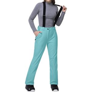 imageOutdoor Ventures Womens Ski Snow Bib Pants Warm Insulated Waterproof Snowboard Softshell Pants with Detachable BibBlue