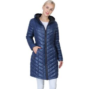 imageOutdoor Ventures Womens Maryan Hooded Ultra Lightweight Warm Thermolite Long Puffer CoatTrue to Size Order Usual Size Ink Blueshinyavg36 Long Length