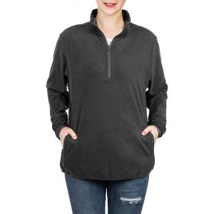 image:imageOutdoor Ventures Womens Loose Fit 14 Quarter Zip Soft Lightweight Polar Fleece Pullover Jacket with Zipper Pocket