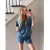 imageAiloqing 2 Piece Outfits for Women Summer Oversized V Neck T Shirt Biker Short Sets Hot Shot Reversible SetBlue