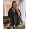 imageAiloqing 2 Piece Outfits for Women Summer Oversized V Neck T Shirt Biker Short Sets Hot Shot Reversible SetDarkgrey