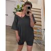 imageAiloqing 2 Piece Outfits for Women Summer Oversized V Neck T Shirt Biker Short Sets Hot Shot Reversible SetDarkgrey