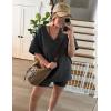 imageAiloqing 2 Piece Outfits for Women Summer Oversized V Neck T Shirt Biker Short Sets Hot Shot Reversible SetDarkgrey