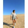 imageAiloqing 2 Piece Outfits for Women Summer Oversized V Neck T Shirt Biker Short Sets Hot Shot Reversible SetLightgrey