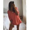 imageAiloqing 2 Piece Outfits for Women Summer Oversized V Neck T Shirt Biker Short Sets Hot Shot Reversible SetRust