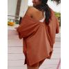 imageAiloqing 2 Piece Outfits for Women Summer Oversized V Neck T Shirt Biker Short Sets Hot Shot Reversible SetRust