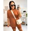 imageAiloqing 2 Piece Outfits for Women Summer Oversized V Neck T Shirt Biker Short Sets Hot Shot Reversible SetRust