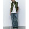 imageAiloqing Womens Faux Leather Puffer Vest Zip Up Sleeveless Winter Cropped JacketArmygreen