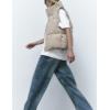 imageAiloqing Womens Faux Leather Puffer Vest Zip Up Sleeveless Winter Cropped JacketBeige
