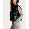 imageAiloqing Womens Faux Leather Puffer Vest Zip Up Sleeveless Winter Cropped JacketBlack