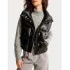imageAiloqing Womens Faux Leather Puffer Vest Zip Up Sleeveless Winter Cropped JacketBlack