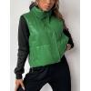 imageAiloqing Womens Faux Leather Puffer Vest Zip Up Sleeveless Winter Cropped JacketGreen