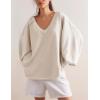 imageAiloqing Womens Loose Casual Sweatshirts VNeck Long Sleeve Pullover Top Fall Winter OutfitsBeige