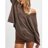 imageAiloqing Womens Loose Casual Sweatshirts VNeck Long Sleeve Pullover Top Fall Winter OutfitsBrown