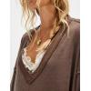 imageAiloqing Womens Loose Casual Sweatshirts VNeck Long Sleeve Pullover Top Fall Winter OutfitsBrown