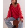 imageAiloqing Womens Loose Casual Sweatshirts VNeck Long Sleeve Pullover Top Fall Winter OutfitsRed